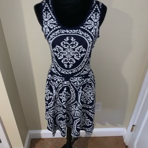 Blue and white printed dress
